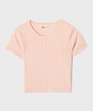 Tee-shirt manches courtes en jersey de coton ajouré fille vue1 - GEMO 4G FILLE - GEMO