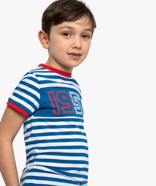 Tee-shirt garçon à rayures et inscriptions – Lulu Castagnette vue1 - LULUCASTAGNETTE - GEMO