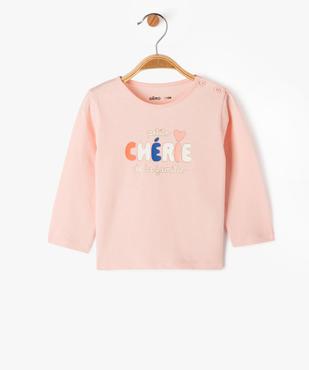 Tee-shirt à manches longues à message bébé fille vue1 - PREMIER PRIX BY GEMO - GEMO