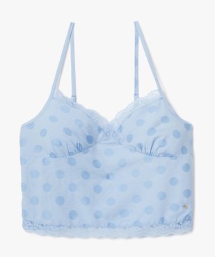 Haut de pyjama femme crop top à fines bretelles - LuluCastagnette vue4 - LULUCASTAGNETTE - GEMO