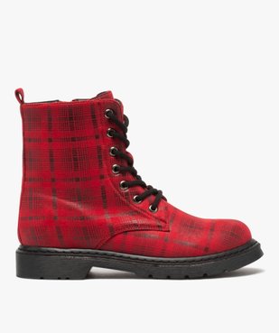 Boots femme rangers à semelle crantée et dessus fantaisie Dessus à carreaux vue1 - GEMO (CASUAL) - GEMO