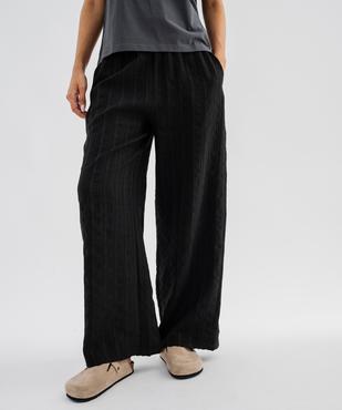 Pantalon large et fluide en toile texturée femme vue3 - GEMO 4G FEMME - GEMO