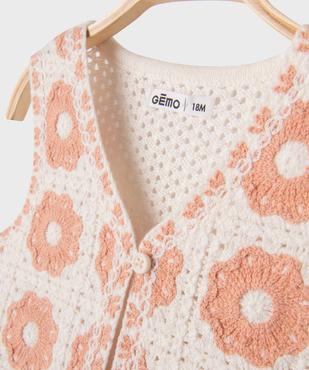 Gilet sans manches brodé bébé fille vue2 - GEMO(BEBE DEBT) - GEMO