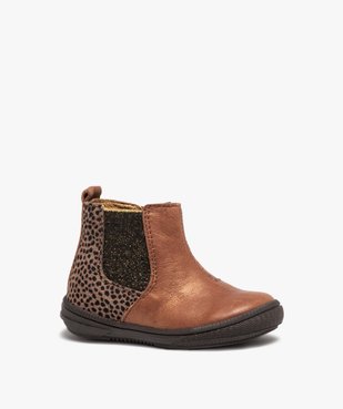 Boots bébé fille dessus cuir irisé façon Chelsea - Bopy vue2 - BOPY - GEMO