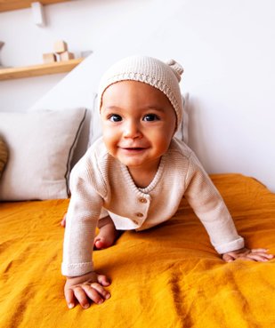 Gilet brassière bébé à col rond en maille tricotée vue5 - GEMO(BB COUCHE) - GEMO
