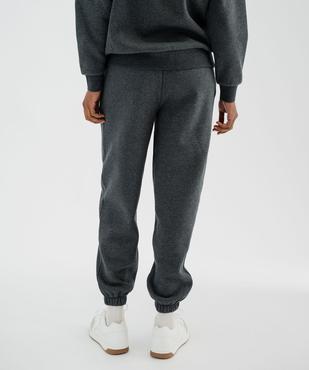 Pantalon de jogging en molleton uni à taille élastiquée femme vue3 - GEMO 4G FEMME - GEMO