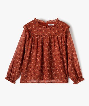 Blouse fille en voile imprimé à manches longues et volants vue1 - GEMO (ENFANT) - GEMO