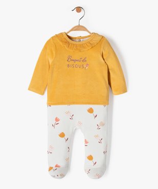 Pyjama bébé fille bimatières effet 2 en 1 vue1 - GEMO(BB COUCHE) - GEMO