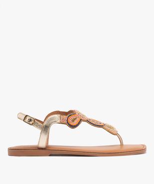 Sandales plates avec dessus en perles à entredoigt femme vue2 - FOLLOW ME - GEMO