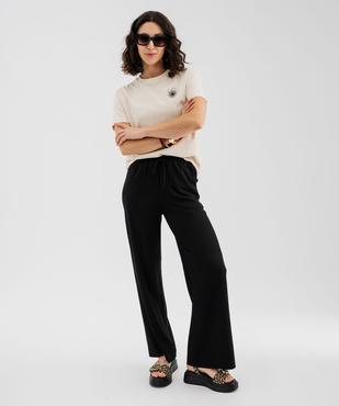 Pantalon large, fluide et texturé femme vue4 - GEMO(FEMME PAP) - GEMO