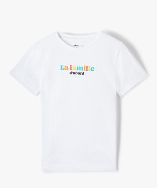 Tee-shirt fille à manches courtes inscription colorée devant vue2 - GEMO (ENFANT) - GEMO