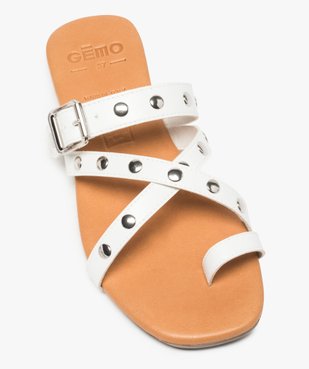 Mules femme à talon plat et brides croisées à clous vue5 - GEMO (CASUAL) - GEMO
