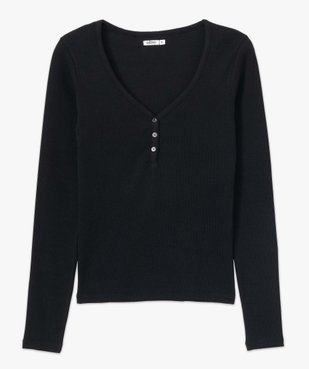 Tee-shirt femme à manches longues en maille côtelée vue4 - GEMO(FEMME PAP) - GEMO