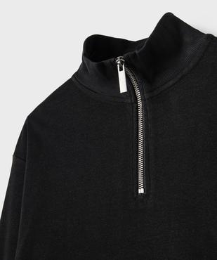 Sweat à col camionneur zippé coupe loose en maille extensible fille vue2 - GEMO 4G FILLE - GEMO
