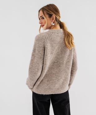 Gilet à col rond en grosse maille femme vue3 - GEMO 4G FEMME - GEMO