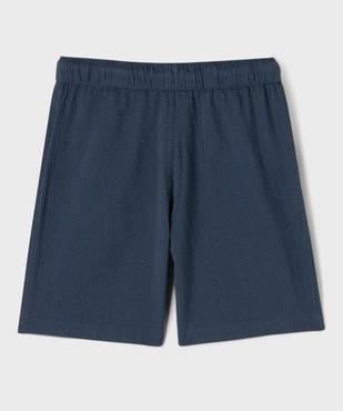 Bermuda en coton texturé à taille élastiquée garçon vue3 - GEMO (ENFANT) - GEMO