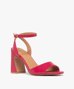 Sandales femme à talon flare vernies et à bride cheville croisée à l'arrière vue2 - GEMO(URBAIN) - GEMO