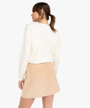 Pull femme en maille fine avec boutons sur les épaules vue3 - GEMO(FEMME PAP) - GEMO
