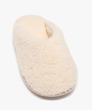 Chaussons femme mules plates unies en textile sherpa vue5 - GEMO 4G FEMME - GEMO
