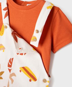 Ensemble 2 pièces bébé garçon tee-shirt et salopette en maille vue2 - GEMO(BEBE DEBT) - GEMO