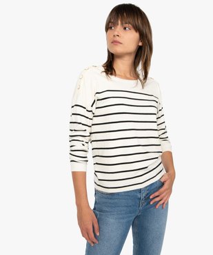 Pull femme marinière en maille fine et douce vue1 - GEMO(FEMME PAP) - GEMO
