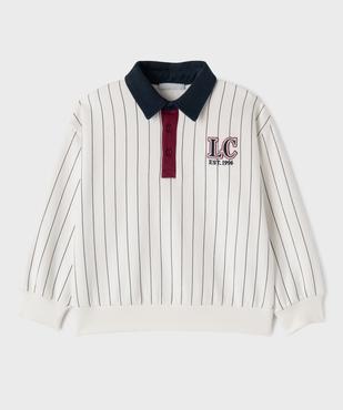 Sweat rayé à col polo garçon - LuluCastagnette vue1 - LULU CASTAGNETTE G4G D - GEMO