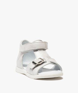 Sandales bébé fille unies en cuir avec reflets irisés vue2 - GEMO(BEBE DEBT) - GEMO