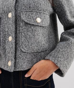 Veste courte en maille bouclée femme vue2 - GEMO 4G FEMME - GEMO