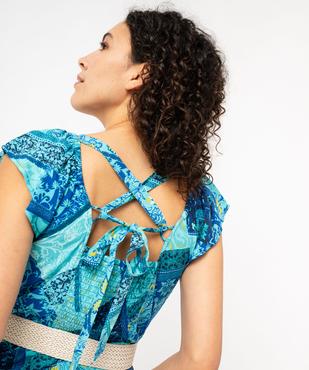 Combishort manches courtes avec brides croisées dans le dos femme vue2 - GEMO 4G FEMME - GEMO