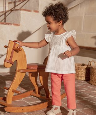 Pantalon bébé fille à taille élastiquée froncée vue6 - GEMO(BEBE DEBT) - GEMO