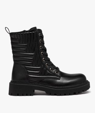 Boots motardes à tige matelassée et grosse semelle crantée femme vue2 - GEMO (CASUAL) - GEMO