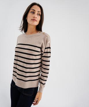 Pull en maille fine avec boutons sur l’épaule femme vue3 - GEMO 4G FEMME - GEMO