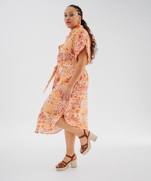 Robe chemise longue à manches courtes en maille fluide femme grande taille vue3 - GEMO 4G GT - GEMO