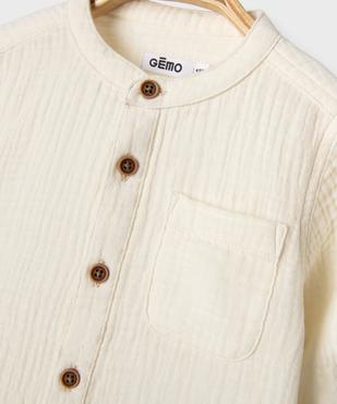Chemise col rond en gaze de coton à manches retroussables bébé garçon vue3 - GEMO(BEBE DEBT) - GEMO