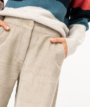 Pantalon large taille haute en velours côtelé femme vue2 - GEMO(FEMME PAP) - GEMO