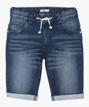 Bermuda garçon en jean extensible avec ceinture cordon vue1 - GEMO (JUNIOR) - GEMO
