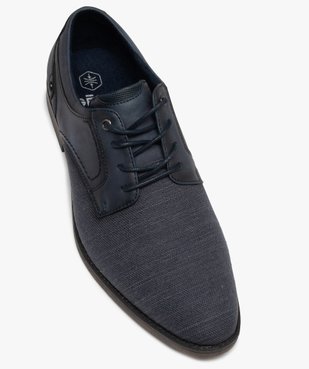 Derbies homme unis dessus toile et cuir imitation vue5 - GEMO(URBAIN) - GEMO