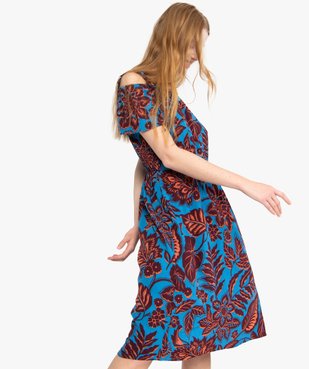 Robe femme longue à motifs fleuris avec épaules dénudées vue1 - GEMO(FEMME PAP) - GEMO