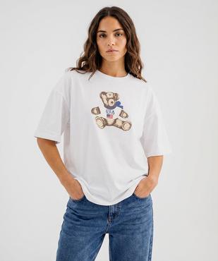 Tee-shirt à manches courtes en jersey de coton imprimé mixte  - LuluCastagnette et Alizée vue2 - LULU CASTAGNETTE G4G D - GEMO