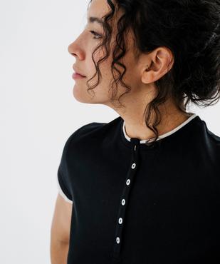 Tee-shirt manches courtes et col rond boutonné femme vue2 - GEMO 4G FEMME - GEMO