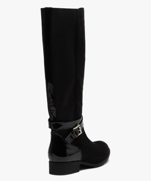 Bottes femme à talon plat dessus verni et suédé vue4 - GEMO (CASUAL) - GEMO