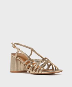 Sandales à talon en matière métallisée femme - Follow Me vue2 - FOLLOW ME - GEMO