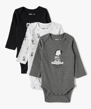 Body bébé manches longues avec motif zèbre (lot de 3) vue1 - GEMO C4G BEBE - GEMO
