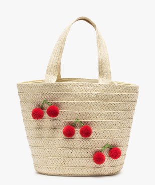 Sac fille en paille motif cerises en pompons vue1 - GEMO (ENFANT) - GEMO