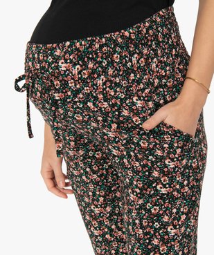 Pantalon de grossesse imprimé et fluide à taille smockée vue2 - GEMO (MATER) - GEMO