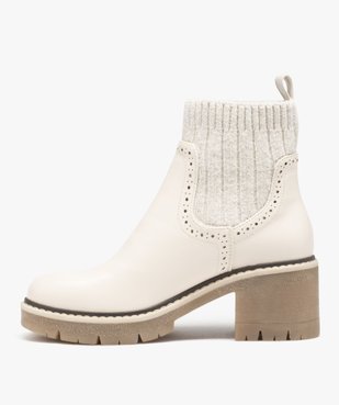 Boots femme à talon carré dessus verni avec col chaussette vue3 - GEMO(URBAIN) - GEMO