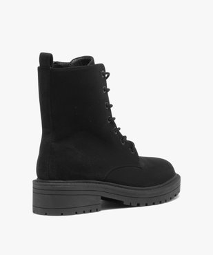 Boots femme dessus uni en suédine à zip et à lacets vue4 - GEMO (CASUAL) - GEMO