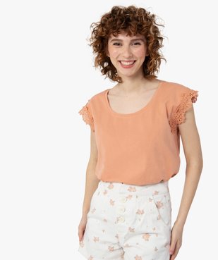 Tee-shirt femme sans manches avec emmanchures dentelle vue1 - GEMO(FEMME PAP) - GEMO