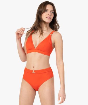 Bas de maillot de bain femme uni forme culotte taille haute vue3 - GEMO (PLAGE) - GEMO
