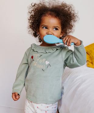 Pyjama en velours 2 pièces imprimé cœurs bébé fille vue4 - GEMO 4G BEBE - GEMO